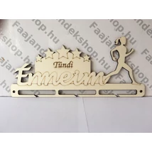 futó lány grafikával ellátott egyedi névvel kérhető érmeim feliratú éremtartó