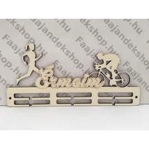 futó lány és kerékpáros grafikával ellátott érmeim feliratú éremtartó