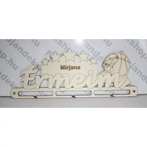 kosárlabda grafikával ellátott lány érmeim feliratú egyedi névvel készíthető éremtartó