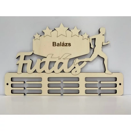 Futás éremtartó fiú 3 osztás 3 soros névre szóló