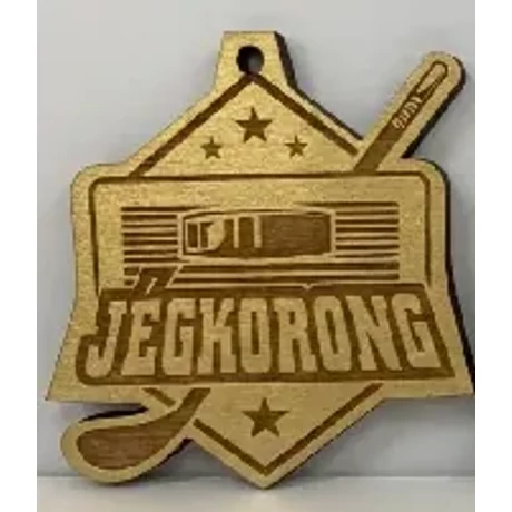 Jegkorong sport témájú fa érem