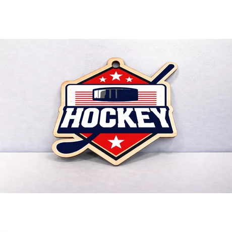 Jegkorong sport témájú fa érem